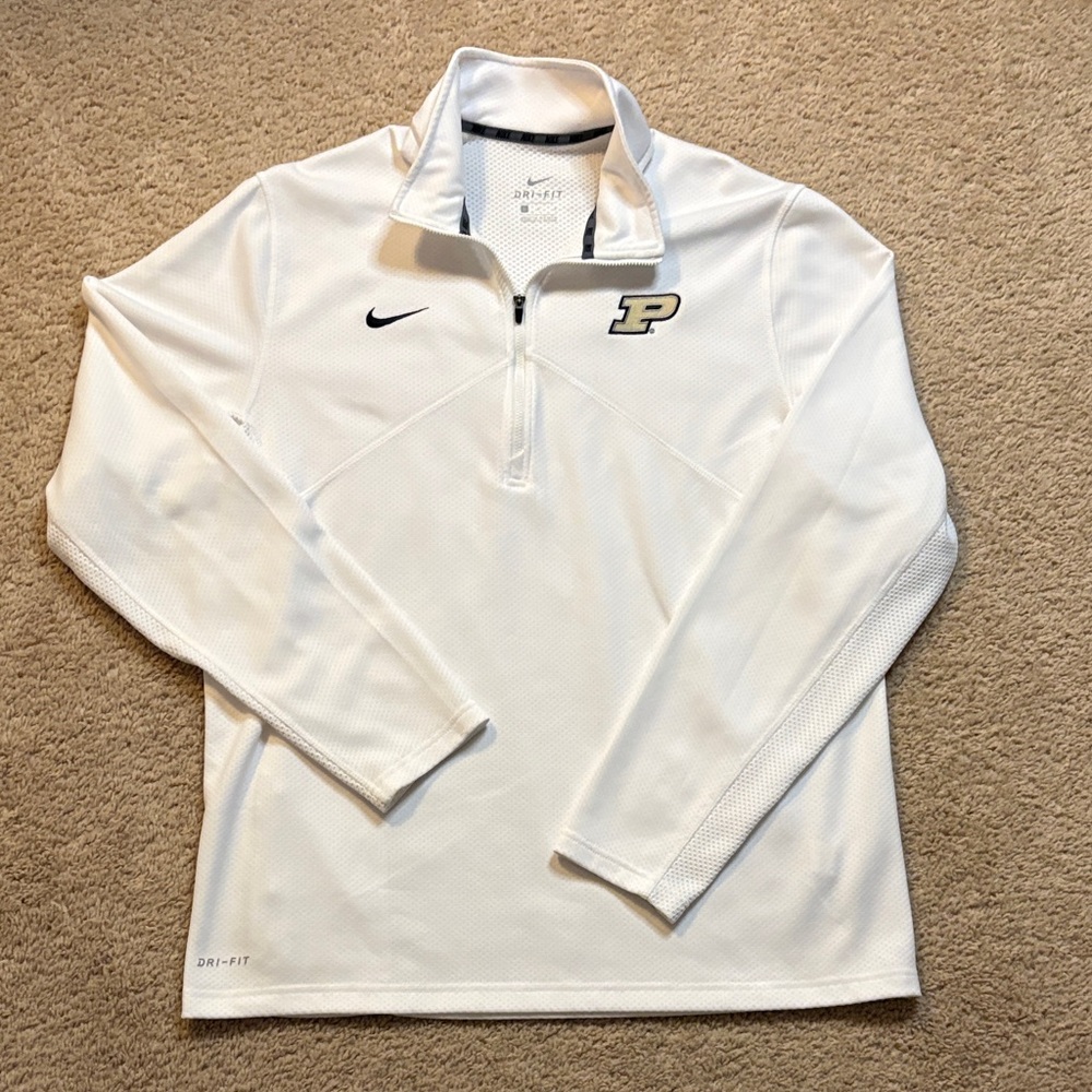 Nike White Purdue University Dri-FIT Quarter-Zip Pullover Men’s L